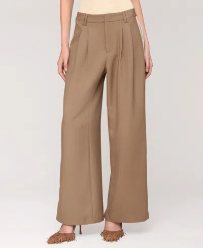 Avec Les Filles Women's High Rise Side-stripe Pleat-front Pants In Brown