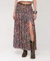Avec Les Filles Belted Slit Maxi Skirt In Multi