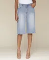 Avec Les Filles High Waist Wide Leg Denim Bermuda Shorts In Badlands Wash