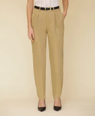 Avec Les Filles Women's High-waisted Belted Tapered Pants In Khaki
