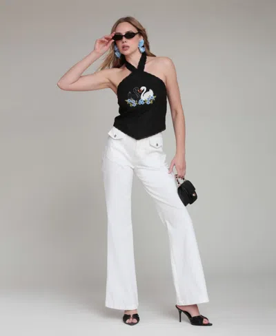 Avec Les Filles Women's High-rise Wide-leg Jeans In White