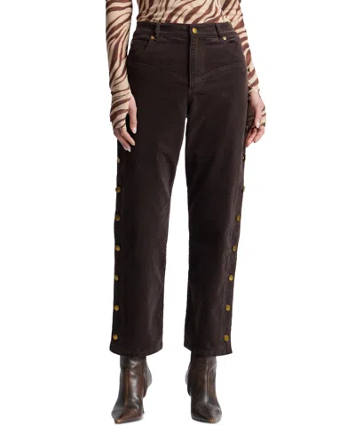 Avec Les Filles Women's High-rise Yoke Detail Pants In Dark Roast
