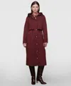 Avec Les Filles Hooded Long Coat In Burgundy