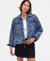 Avec Les Filles Women's Horse Embroidered Denim Trucker Jacket