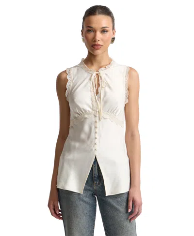 Avec Les Filles Women's Keyhole Cutaway Empire Top In White