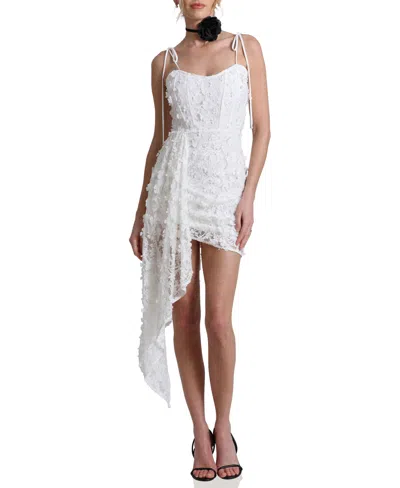 Avec Les Filles Women's Lace Applique Asymmetrical Dress In White