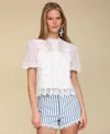 Avec Les Filles Eyelet Top In White