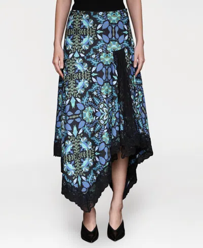Avec Les Filles Women's Lace Trim Handkerchief Hem Skirt In Brown