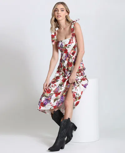 Avec Les Filles Women's Linen-blend Floral-print Fit & Flare Dress In Portofino