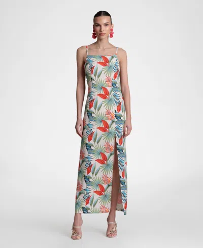 Avec Les Filles Women's Linen-blend Maxi Slit Front Dress In Multi