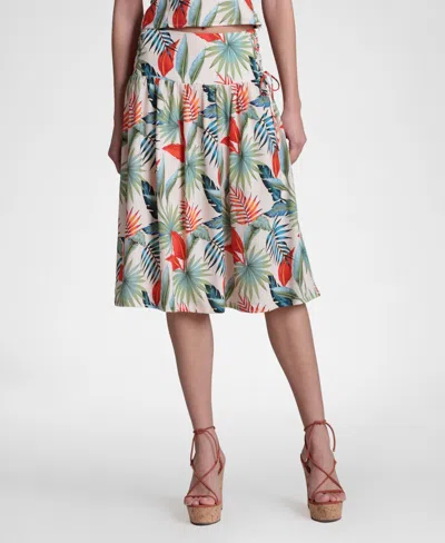 Avec Les Filles Women's Linen-blend Side Tie Midi Skirt In Neutral