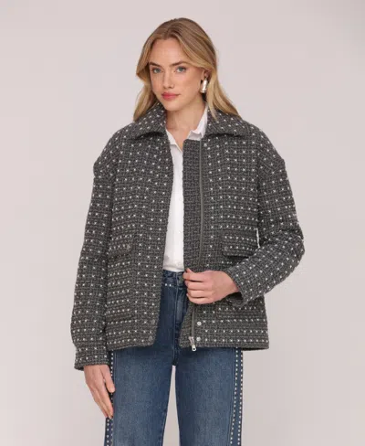 Avec Les Filles Women's Long Sleeve Aviator Jacket In Gray