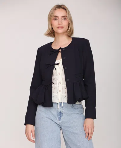 Avec Les Filles Women's Long Sleeve Bow Jacket In Animal Print