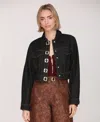 Avec Les Filles Women's Long Sleeve Trucker Jacket In Black