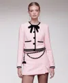 Avec Les Filles Cropped Bow Trim Jacket In Pink