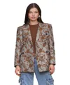 Avec Les Filles Women's Long Sleeves Plaid Floral Blazer In Brown