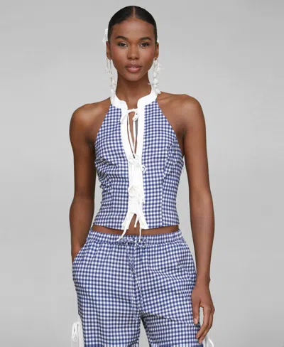 Avec Les Filles Women's Mandarin-collar Halter Top
