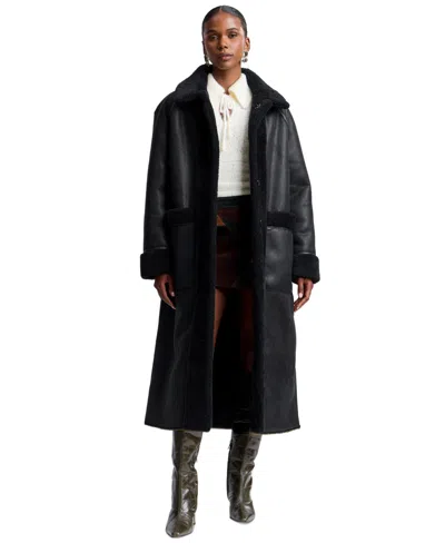 Avec Les Filles Women's Maxi Reversible Faux Fur Coat In Black