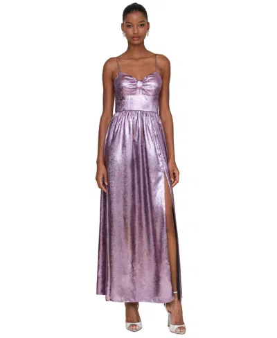 Avec Les Filles Women's Metallic Foiled Sleeveless Maxi In Pink