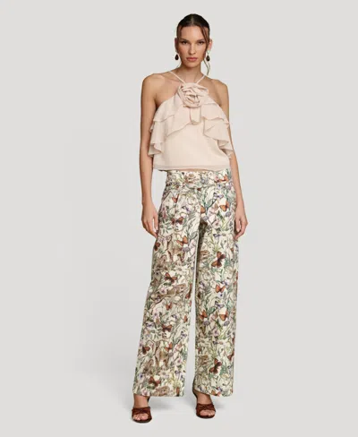 Avec Les Filles Women's Mid-rise Belted Jeans In Pink