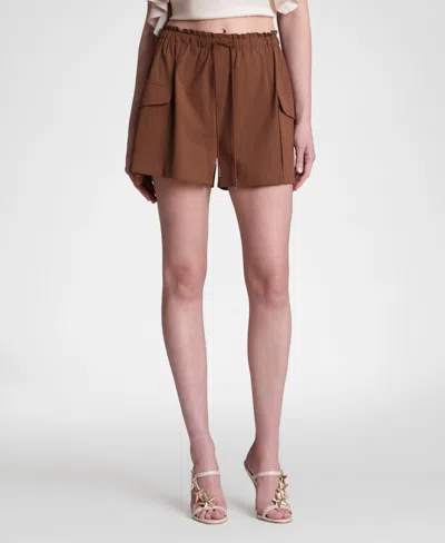 Avec Les Filles Women's Mid-rise Cargo Shorts In Brown