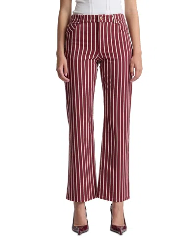 Avec Les Filles Women's Mid-rise Striped Bootcut Cotton-blend Jeans In Cabernet Stripe