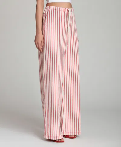 Avec Les Filles Women's Mid-rise Striped Drawstring Pants In Pink