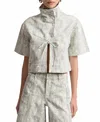 Avec Les Filles Python Print Short Sleeved Jacket In Gray