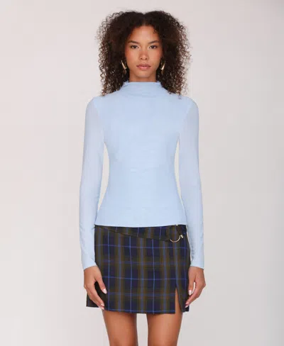 Avec Les Filles Women's Mock Neck Top In Blue
