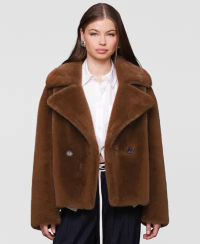 Avec Les Filles Women's Notched-collar Faux-fur Coat In Brown