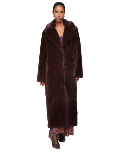 Avec Les Filles Women's Notched-collar Faux-fur Maxi Coat In Chocolate