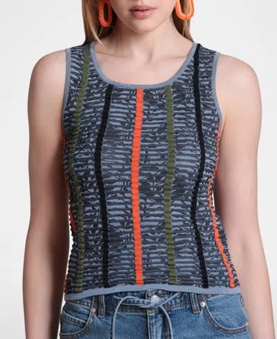 Avec Les Filles Women's Novel Stitch Stripe Tank Top In Gray