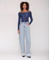 Avec Les Filles Women's Off-the-shoulder Bodysuit Top In Blue