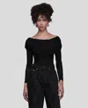 Avec Les Filles Women's Off-the-shoulder Bodysuit Top In Black