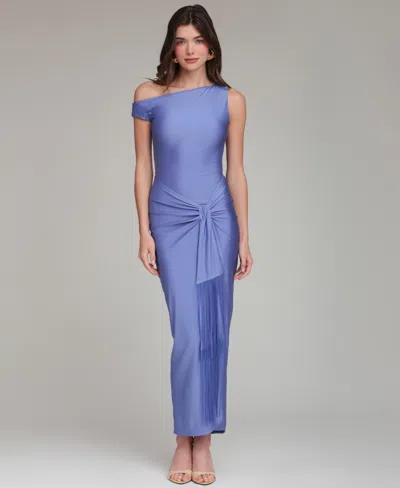 Avec Les Filles Women's One-shoulder Fringe Front Dress In Blue