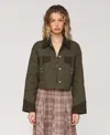 Avec Les Filles Oversize Crop Trucker Jacket In Green