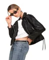 Avec Les Filles Women's Oversized Leather Moto Jacket In Black