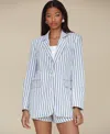 Avec Les Filles Stripe Oversize Blazer In Medium Blue And White Stripe