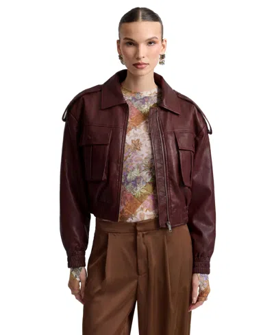 Avec Les Filles Women's Oversized Strong Shoulder Jacket In Burgundy