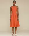 Shop Avec Les Filles Women's Panelled Halter Swing Dress In Spice,natural