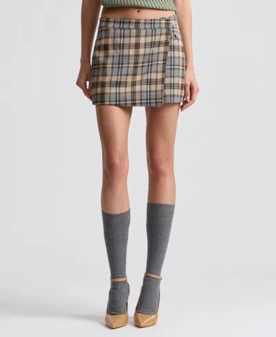 Avec Les Filles Women's Plaid Mini Skort In Gray