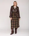 Avec Les Filles Oversized Maxi Combo Trench Coat Multi In Brown