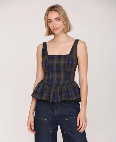 Avec Les Filles Women's Plaid Peplum Top
