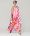Avec Les Filles Women's Pleated Halter Maxi Dress