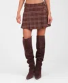Avec Les Filles Plaid Pleated Miniskirt In Brown