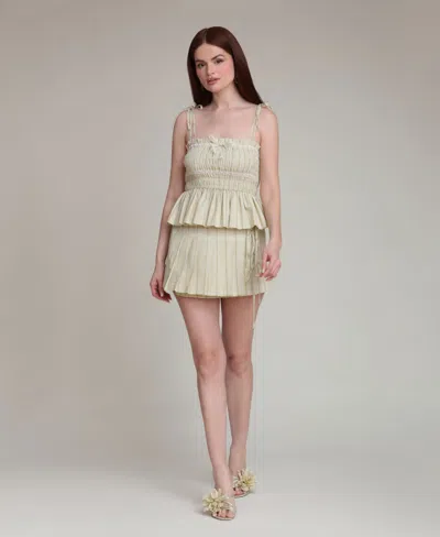 Avec Les Filles Women's Pleated Wrap Mini Skirt In Green