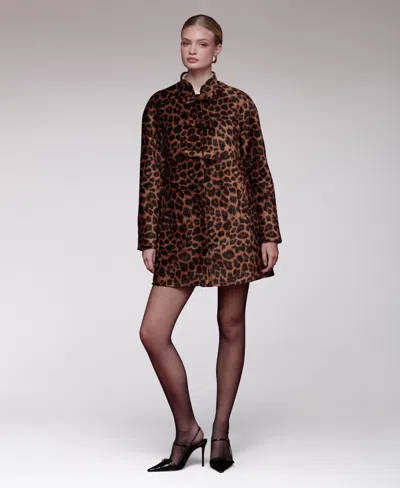 Avec Les Filles Women's Printed A-line Empire Waist Jacket In Burgundy