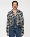 Avec Les Filles Geometric Jacquard Crop Trucker Jacket In Multi