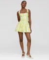 Avec Les Filles Women's Printed Drop-waist Flounce Romper Dress