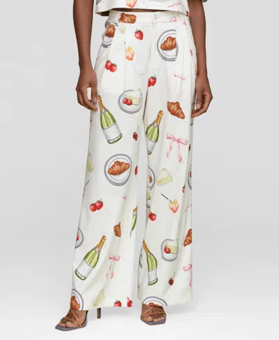 Avec Les Filles Women's Printed High-rise Wide-leg Pants
